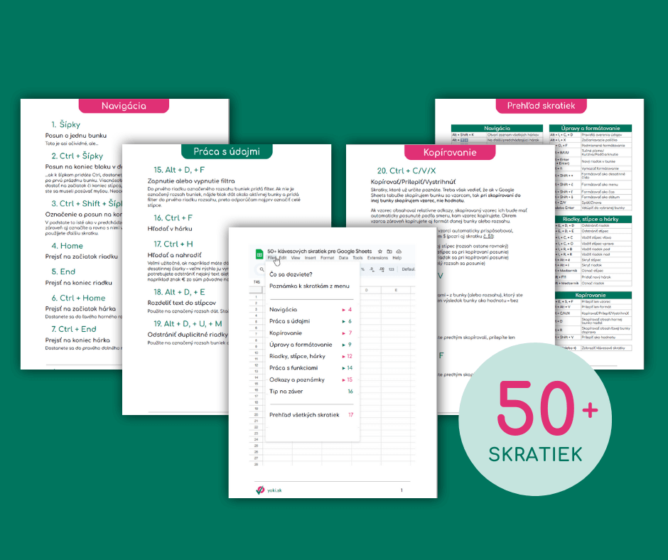 ukazka obsahu ebooku so skratkami do google sheets tabuliek